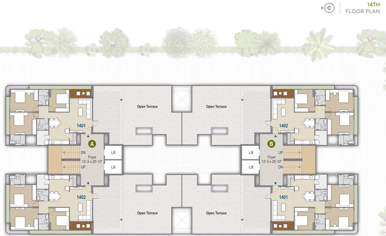  reside Block A And Block B Cluster Plan for 14th Floor