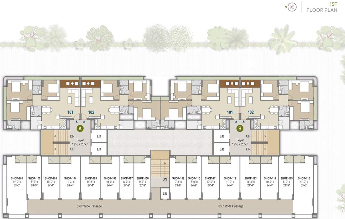  reside Block A And Block B Cluster Plan for 1st Floor