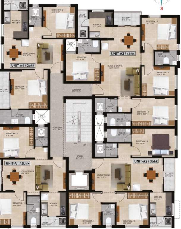  mc sangamithra MC Sangamithra Cluster Plan For Typical Floor