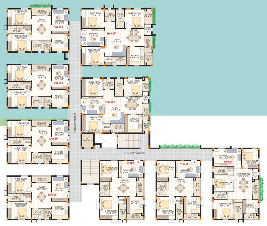  satpura block b Satpura Block B Cluster Plan from 1st to 5th Floor