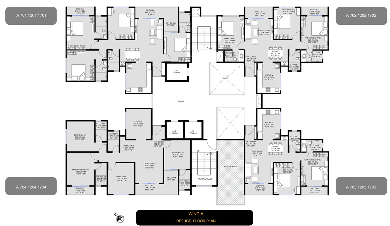  k shire wing a b c d Wing A Cluster Plan from 7th, 12th And  17th Floor