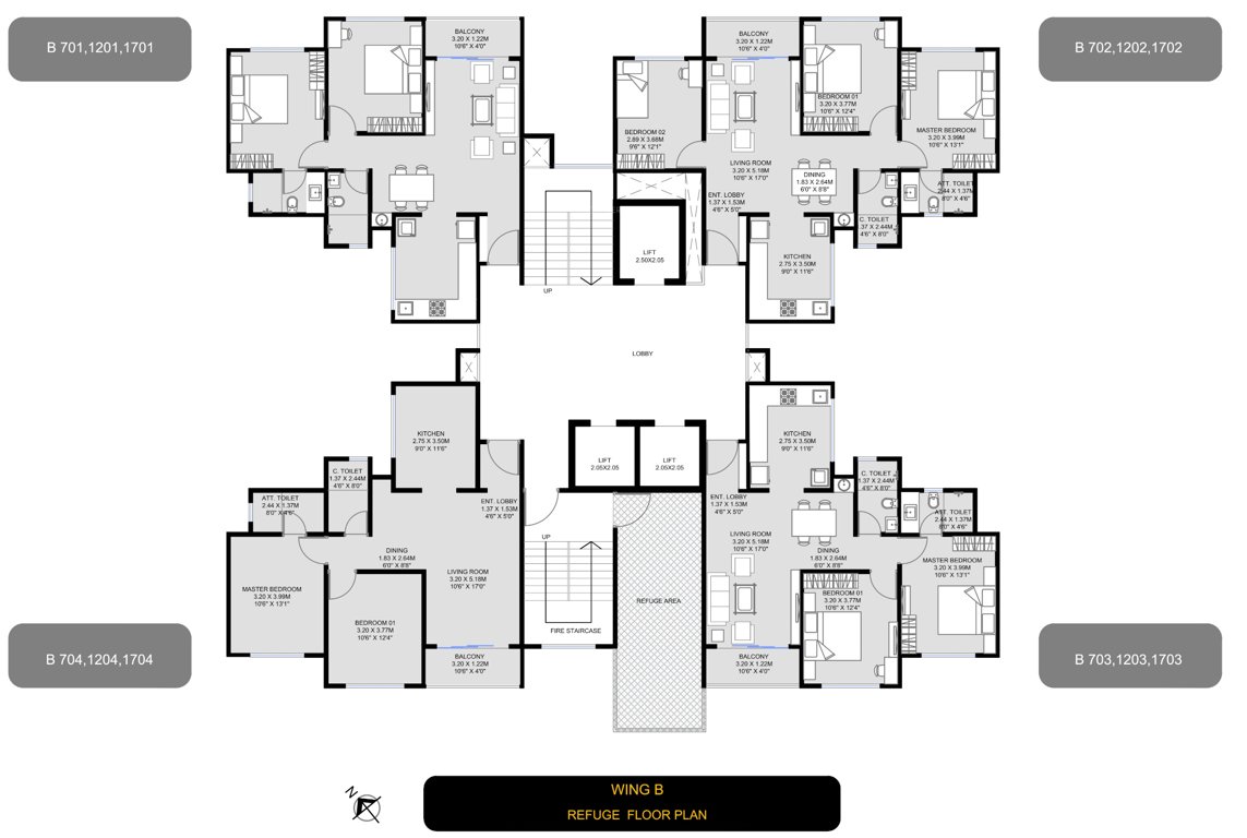  k shire wing a b c d Wing B Cluster Plan from 7th, 12th And 17th Floor
