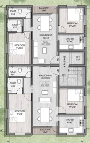  kalpataru Kalpataru Cluster Plan from 1st to 3rd Floor