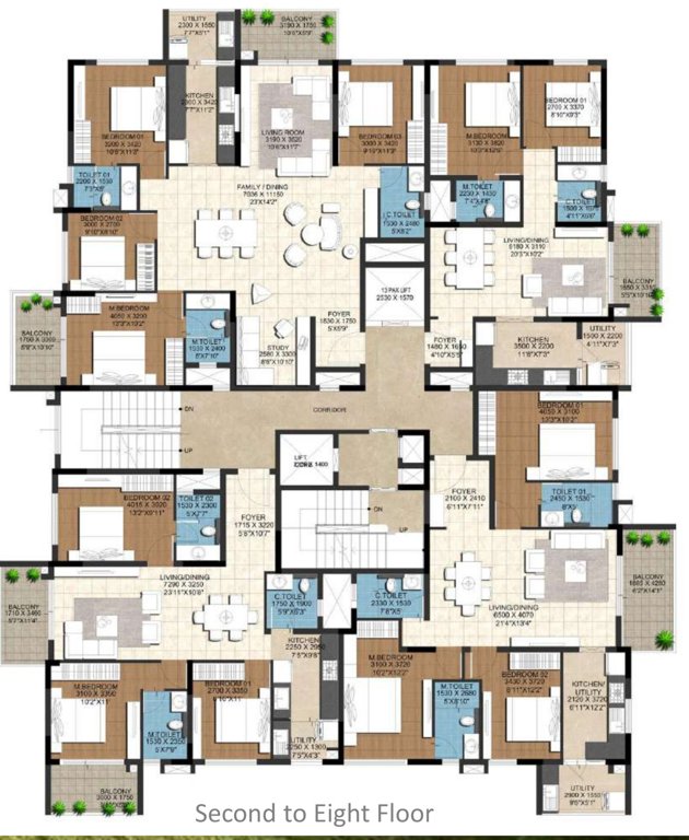  lalbagh Vista Lalbagh Cluster Plan from 2nd to 8th Floor