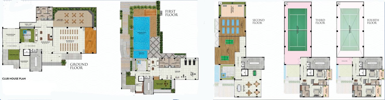 royal view Royal View Tower A, B, C Cluster Plan For Club House From Ground Floor To Fourth Floor