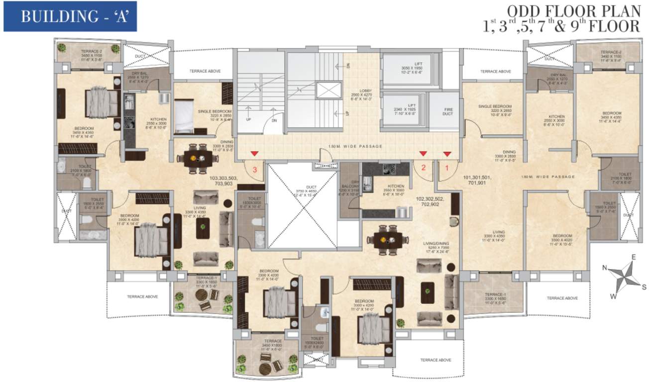  green valley a building e building A Building Cluster Plan from 1st, 3rd, 5th, 7th And  9th Floor