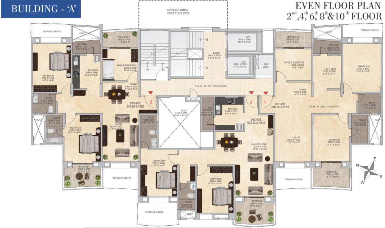  green valley a building e building A Building Cluster Plan from 2nd, 4rth, 6th, 8th And 10th Floor