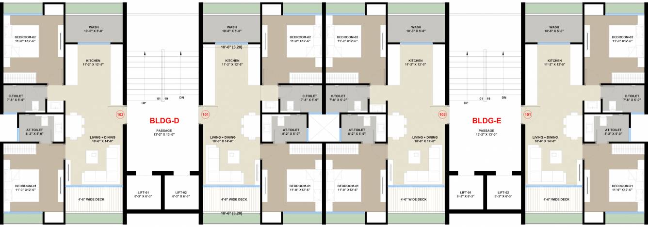 onica Block D And Block E Cluster Plan from 1st to 12th Floor
