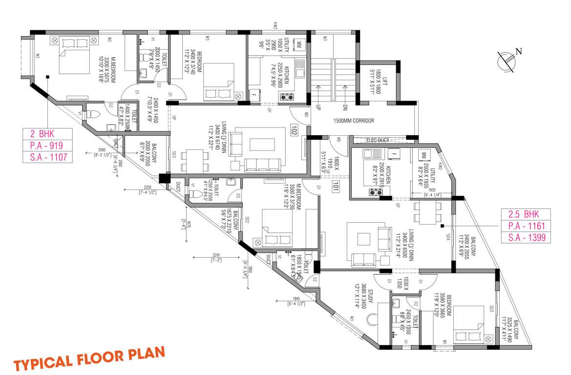  up side avenue UP Side Avenue Cluster Plan from 1st to 5th Floor