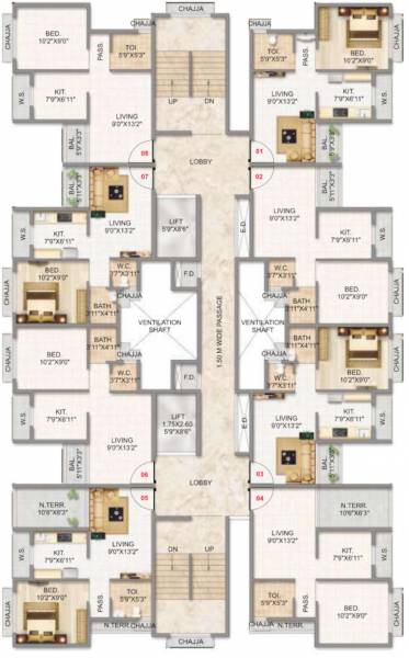  nandanvan Tower 2 Cluster Plan For 1st Floor
