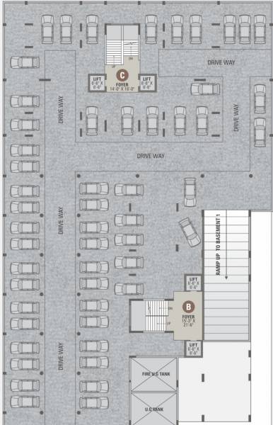  crystal-heights Block A, B, C Cluster Plan For Basement Two