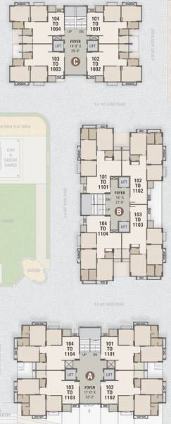  crystal-heights Block A, B, C Cluster Plan For Typical Floor Plan