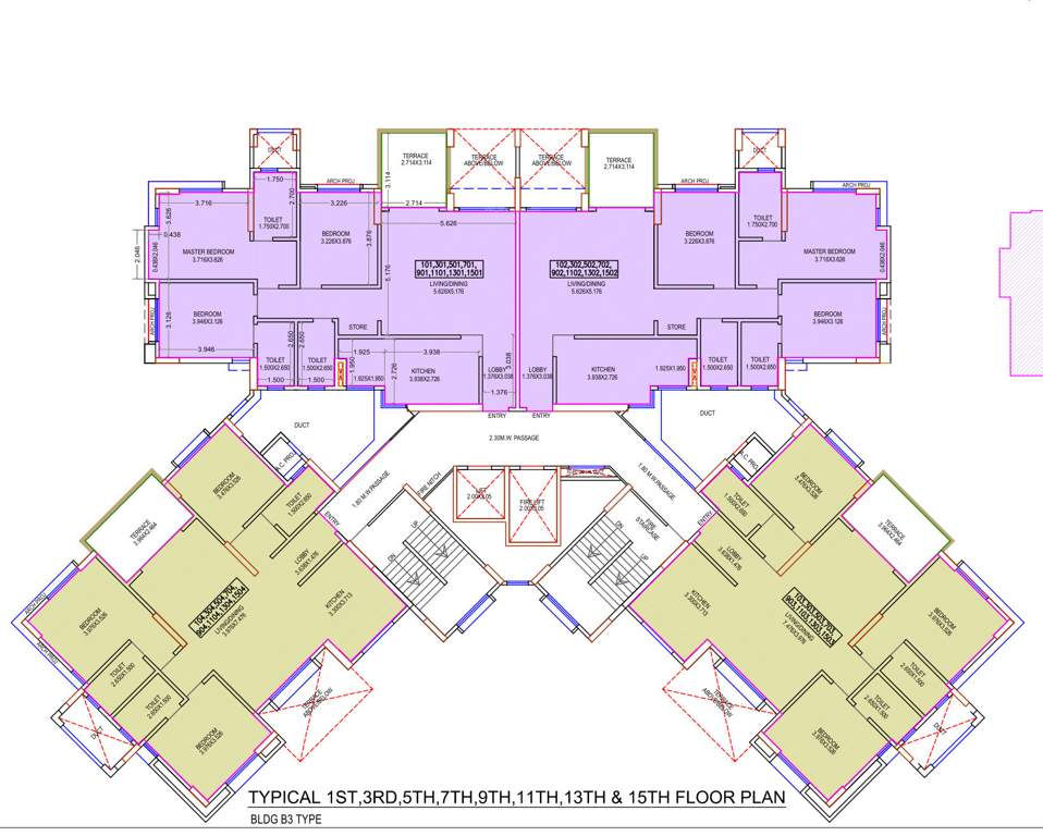  princetown royal b3 and b6 B3 Cluster Plan from 1st to 15th Floor