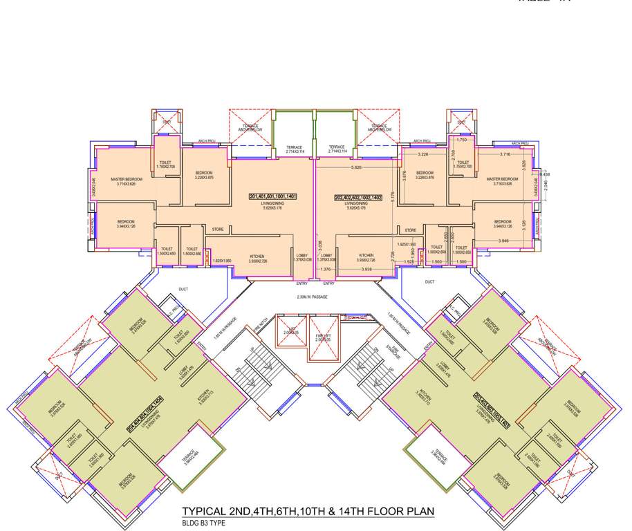  princetown royal b3 and b6 B3 Cluster Plan from 2nd to 14th Floor