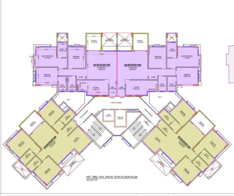  princetown royal b3 and b6 B6 Cluster Plan from 1st to 13th Floor