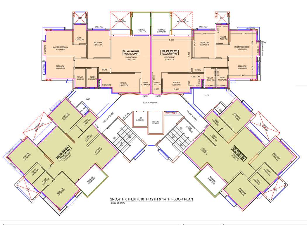  princetown royal b3 and b6 B6 Cluster Plan from 2nd to 14th Floor
