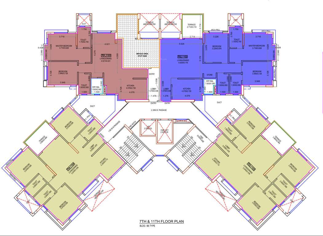  princetown royal b3 and b6 B6 Cluster Plan from 7th to 11th Floor