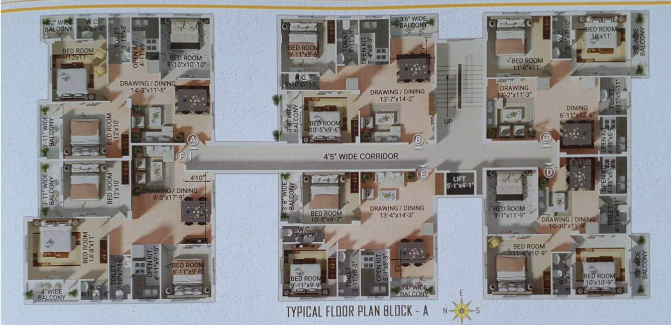  royal aura Block A Cluster Plan from 1st to 4th Floor