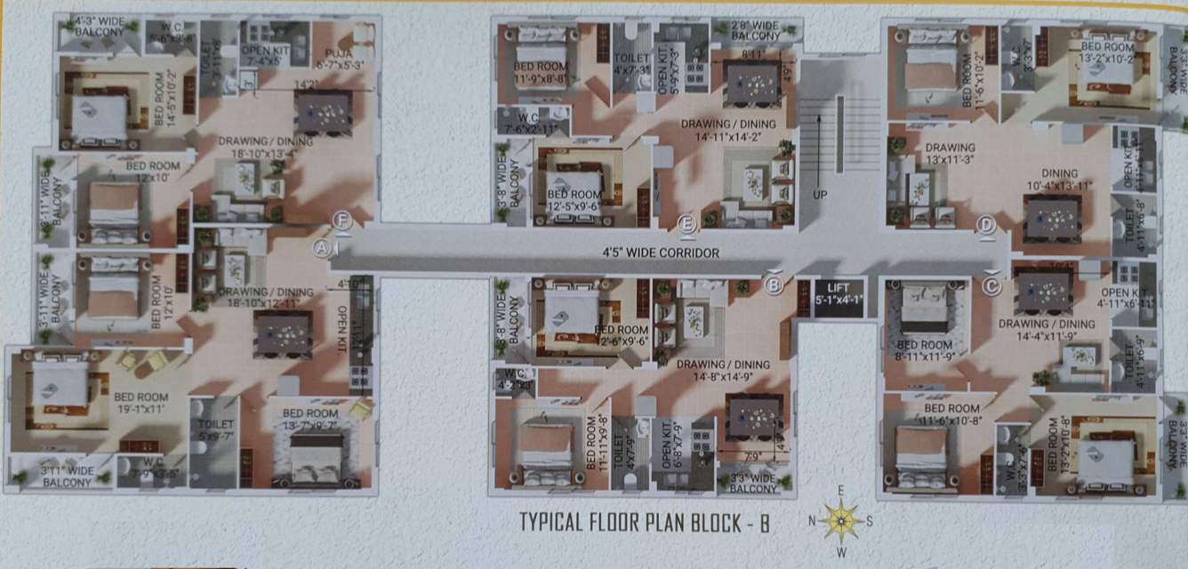  royal aura Block B Cluster Plan from 1st to 4th Floor