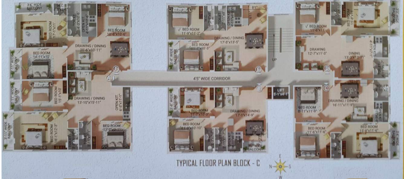  royal aura Block C Cluster Plan from 1st to 4th Floor