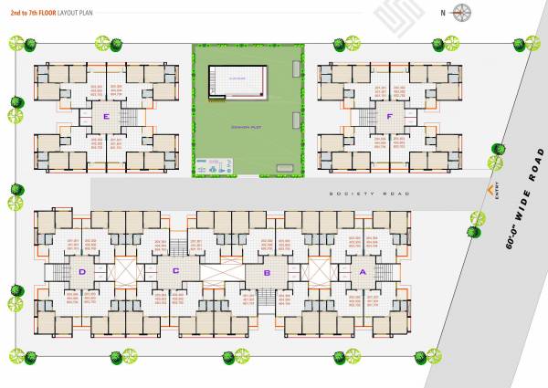  saffron Block A,B,C,D,E,F Cluster Plan from 2nd to 7th Floor