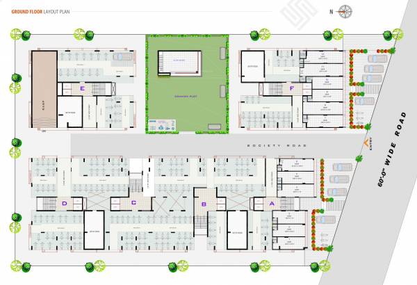  saffron Block A,B,C,D,E,F Ground Floor Cluster Plan