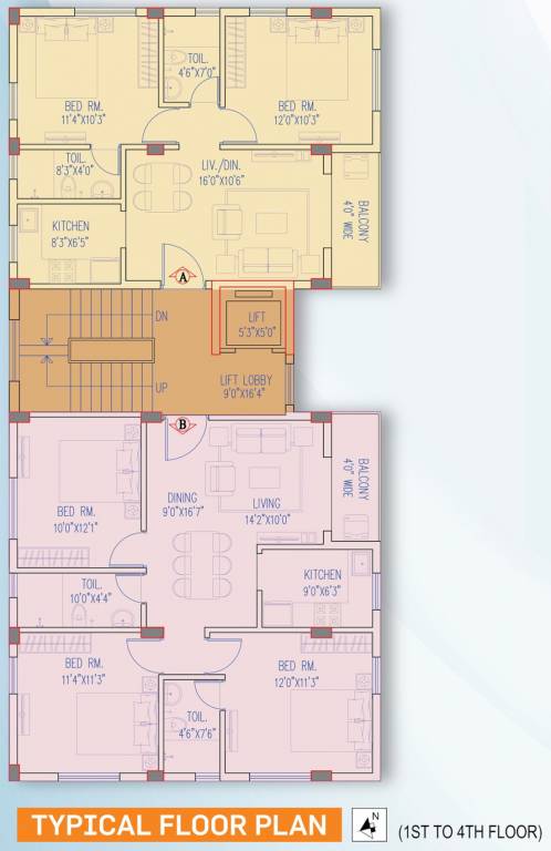  meadow Cluster Plan from 1st to 4th Floor
