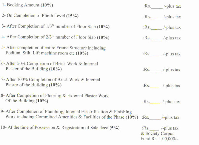nisarga-phase-1 Construction Linked Payment (CLP) Payment Plan