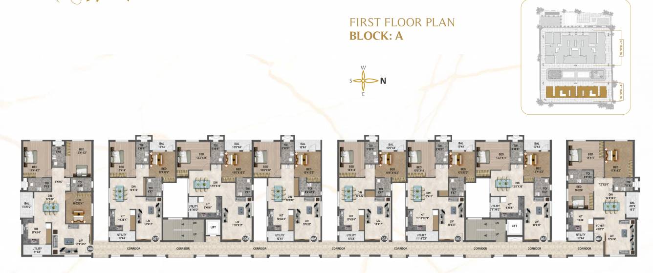 brundaavana Block A Cluster Plan for 1st Floor