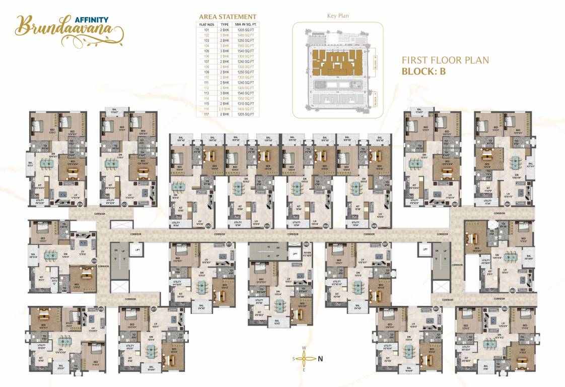 brundaavana Block B Cluster Plan for 1st Floor