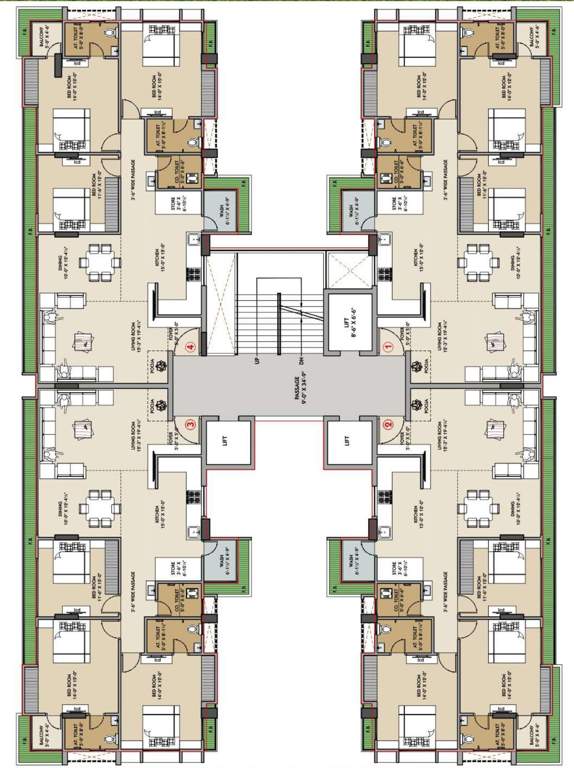  shree palace Block A Cluster Plan from 3rd to 12th Floor