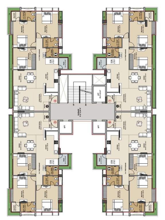  shree palace Block B Cluster Plan from 3rd to 9th Floor