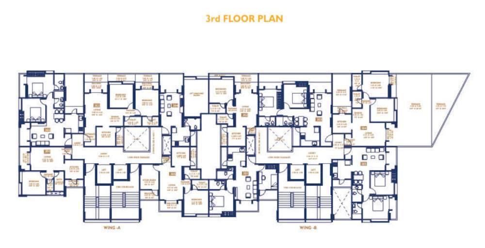  shreeji residential wing a b Basil Shreeji Wing A & B Cluster Plan for 3rd Floor