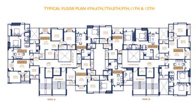  shreeji-residential-wing-a-b Basil Shreeji Wing A & B Cluster Plan For 4Th, 6Th, 7Th, 8Th, 9Th, 11Th, 12Th