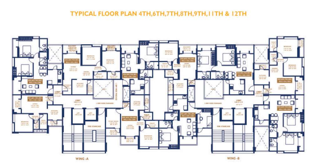  shreeji residential wing a b Basil Shreeji Wing A & B Cluster Plan For 4Th, 6Th, 7Th, 8Th, 9Th, 11Th, 12Th