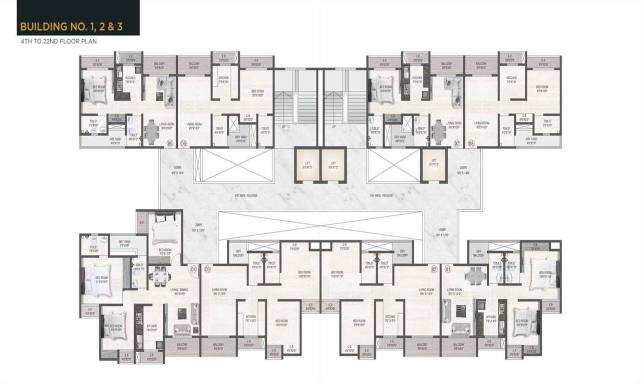  dz city building no 3 Building No 3 Cluster Plan From 4th to 22th Floor
