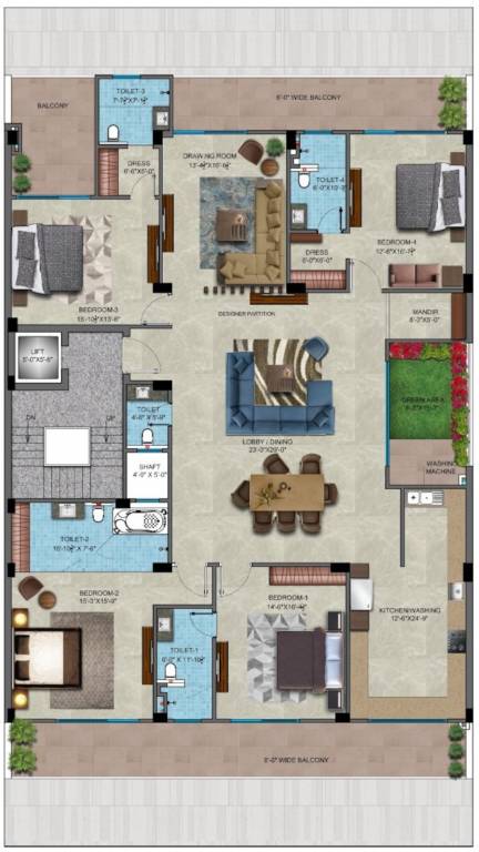  elegant floors Cluster Plan from 1st to 4th Floor