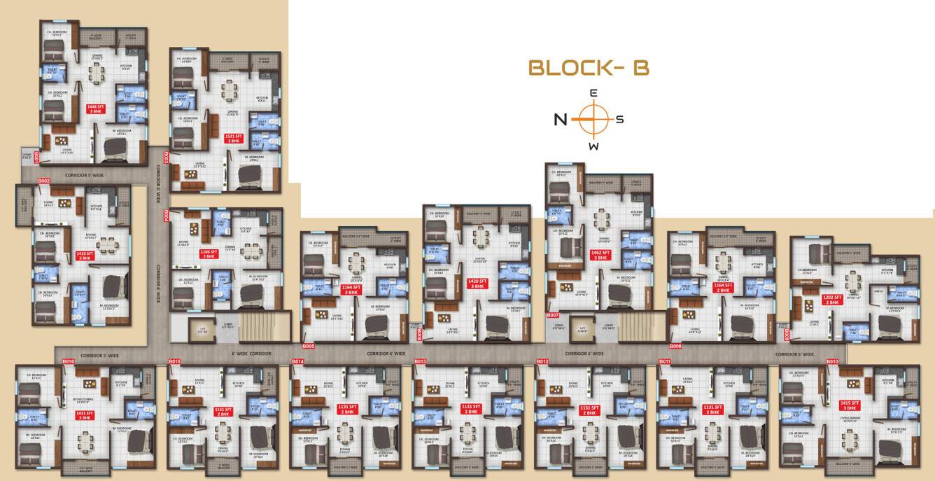  vg boat club Tower B Cluster Plan from 1st to 5th Floor