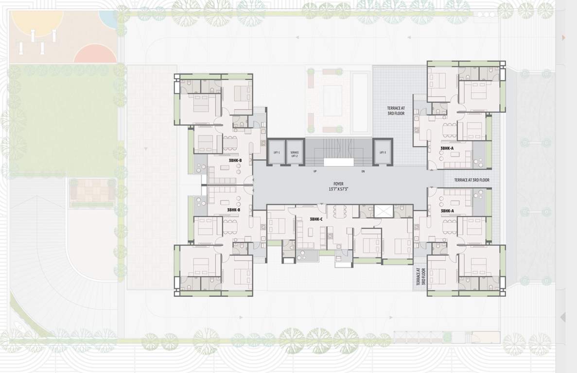  ambli heights Ambli Heights Cluster Plan For Typical Floor