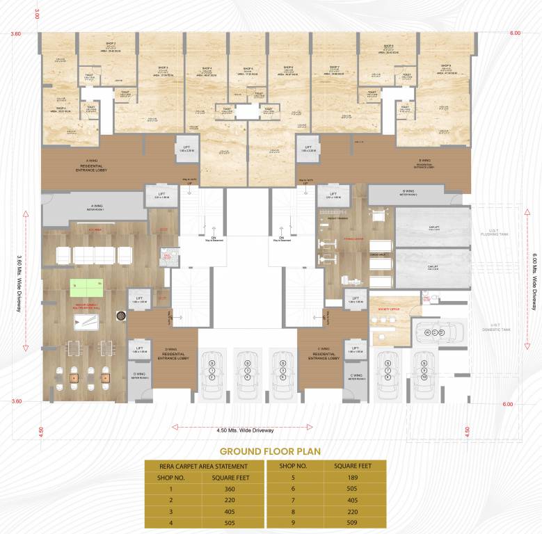  silicon heritage Wing A , Wing B, Wing C, Wing D Cluster Plan for ground Floor