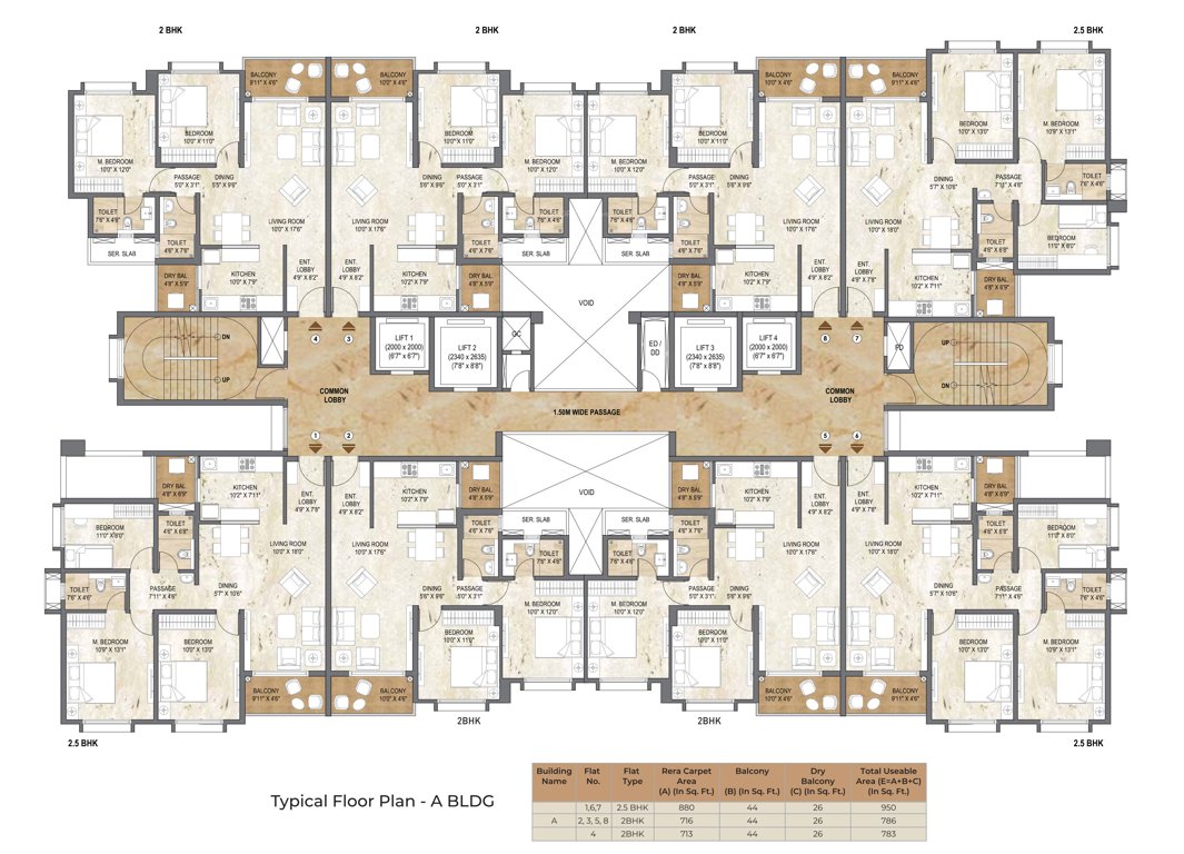 soho Building A Cluster Plan for Typical Floor
