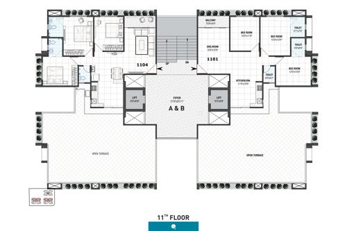  swastik-skylark Block A And B Cluster Plan For 11th Floor