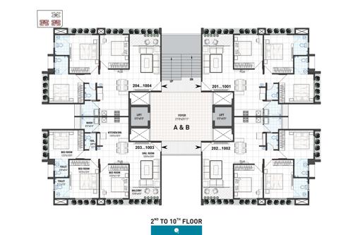  swastik-skylark Block A And B Cluster Plan From 2nd to 10th Floor