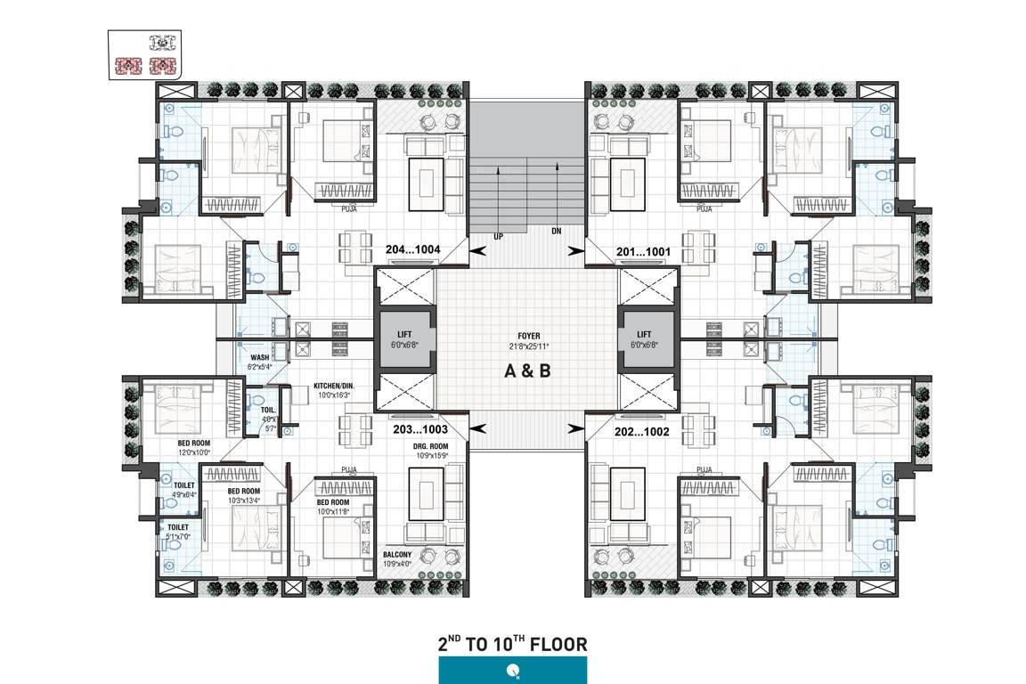  swastik skylark Block A And B Cluster Plan From 2nd to 10th Floor