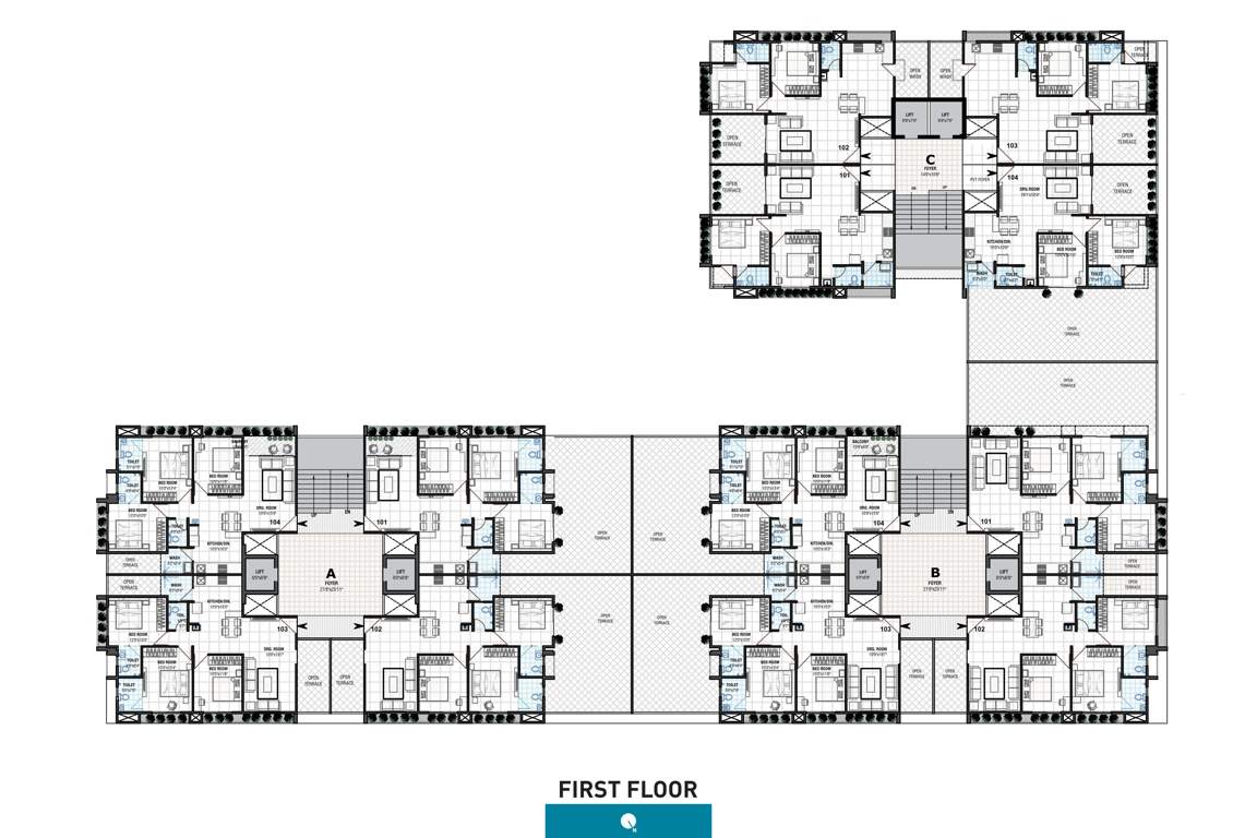  swastik skylark Block A, B And C Cluster Plan For 1st Floor