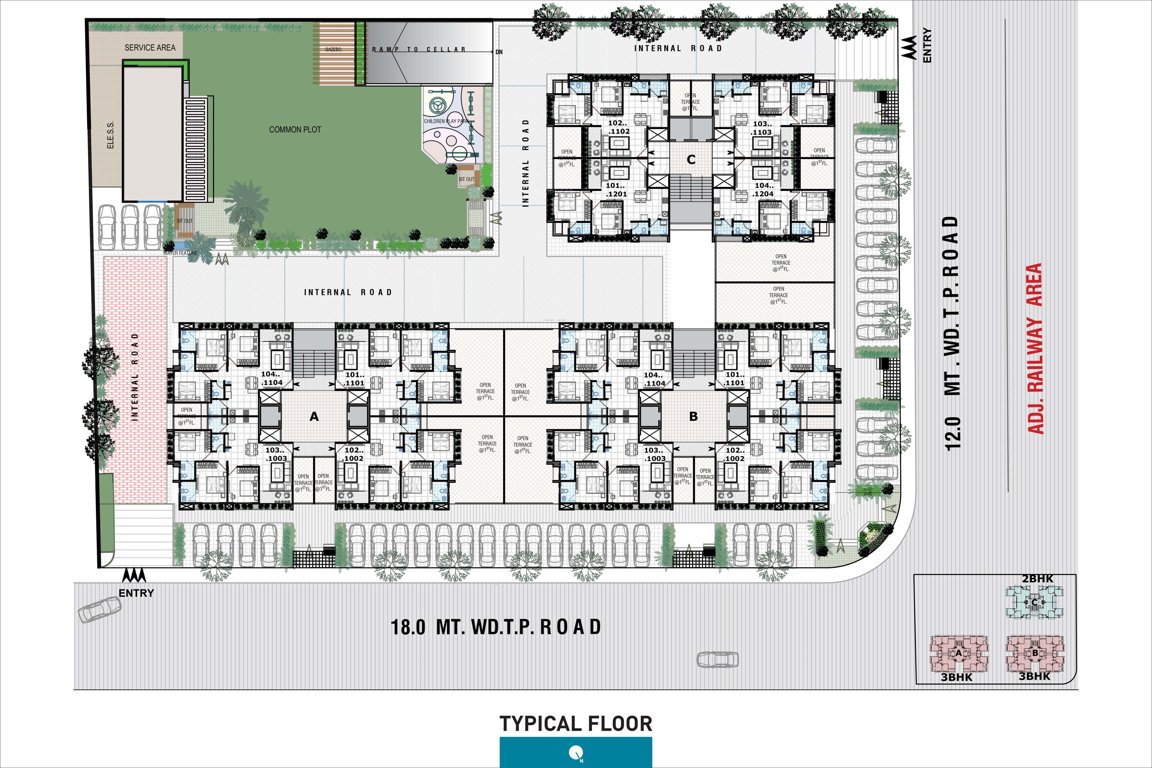  swastik skylark Block A, B And C Cluster Plan For Typical Floor
