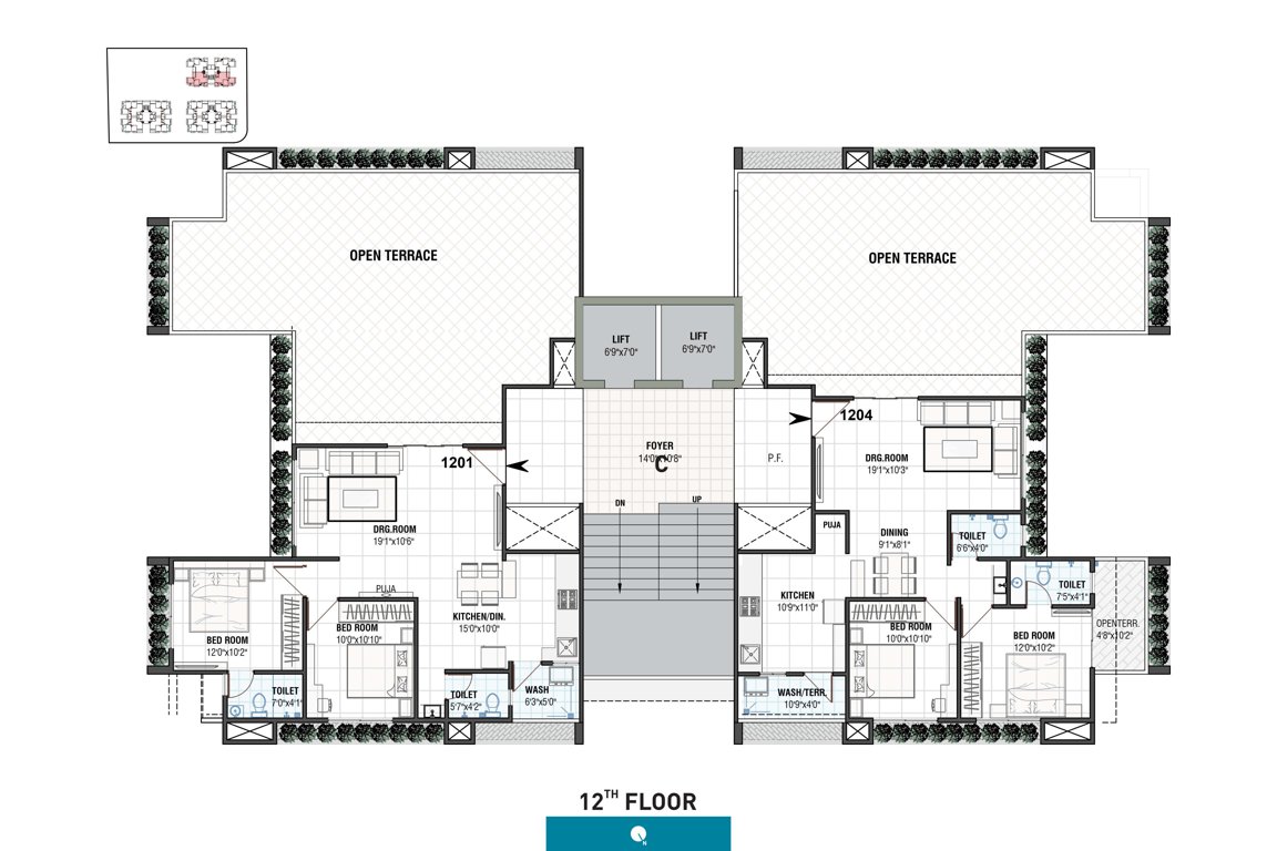 swastik skylark Block C Cluster Plan For 12th Floor