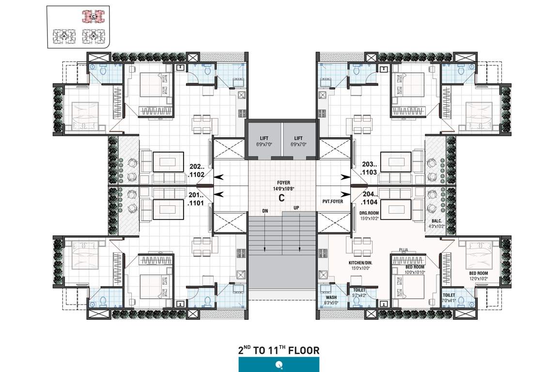  swastik skylark Block C Cluster Plan From 2nd to 11th Floor