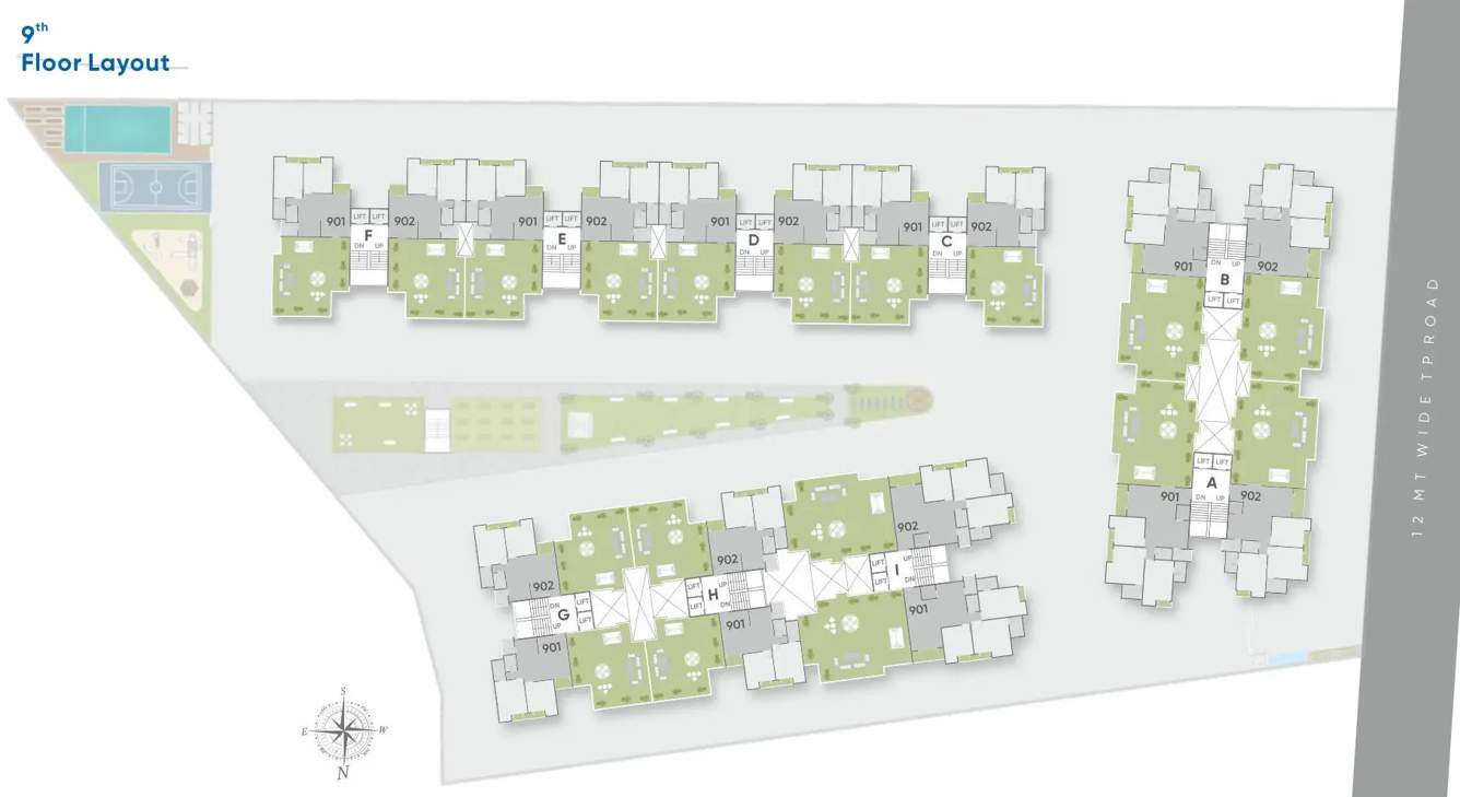  shree siddheshwar hilltown Tower A, Tower B, Tower C, Tower D, Tower E, Tower F, Tower G, Tower H, Tower I   Cluster Plan for 9th Floor