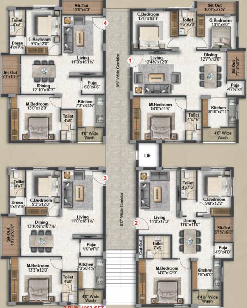  aurelia-homes Aurelia Homes Typical Cluster Plan
